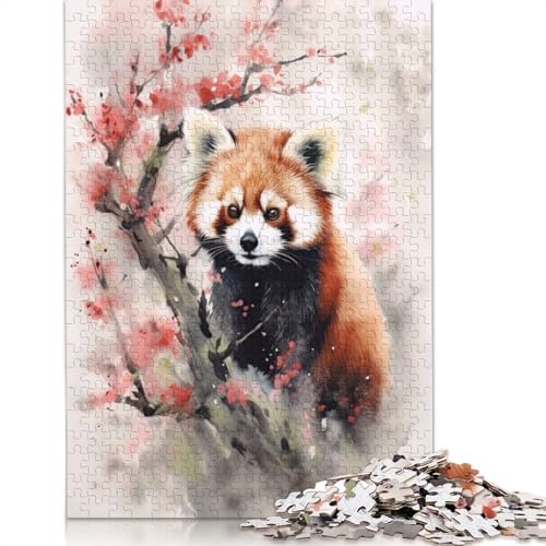 Roter Panda, Aquarell-Puzzle, 520 Teile, für Erwachsene, kreative Spiele, Puzzlespiele für Erwachsene, für Jungen oder Mädchen, 520 Teile (52 x 38 cm) von ECXASD
