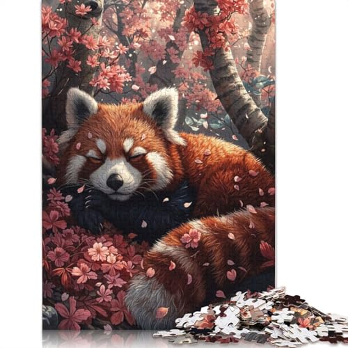Roter Panda, schlafende Sakura, 1500-teiliges Puzzle für Erwachsene, Lernspiel, Puzzlespiele für Erwachsene für Jungen oder Mädchen, 1500 Teile (85 x 57 cm) von ECXASD