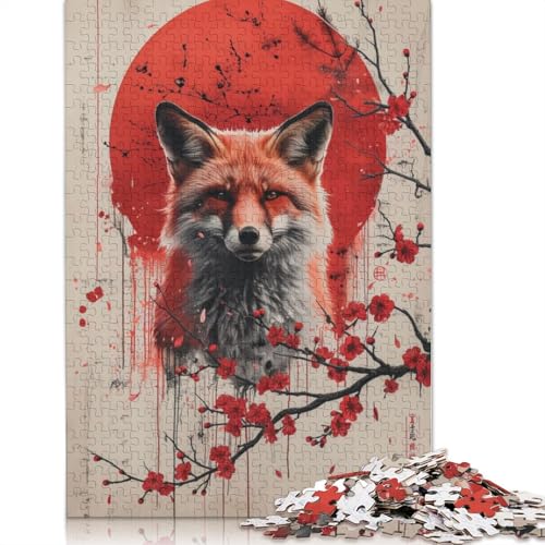 Rotfuchs- und Kirschblüten-Puzzle für Erwachsene, entspannendes Herausforderungsspielzeug, schwierige Puzzles für Kinder ab 12 Jahren, 1000 Teile (75 x 50 cm) von ECXASD