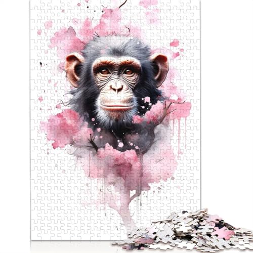 Schimpansen-Puzzle für Erwachsene, Premium-Puzzle aus 100% recyceltem Brett, schwierige Puzzles für Kinder ab 12 Jahren, 1500 Teile (85 x 57 cm) von ECXASD