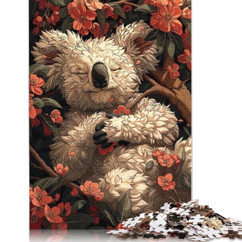 Schlafender Koala in voller Blüte, 1500-teiliges Puzzle, ab 18 Jahren, Lernspiele, Puzzle für Erwachsene, für Frauen, für Kinder ab 12 Jahren, 1500 Teile (85 x 57 cm) von ECXASD