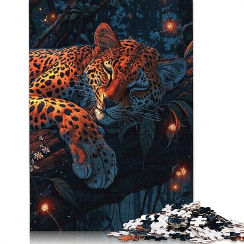 Schlafender Leopard im Dschungel-Puzzle für Erwachsene. Anspruchsvolles und kniffliges Puzzle für Männer, für Jungen oder Mädchen, 1000 Teile (75 x 50 cm) von ECXASD