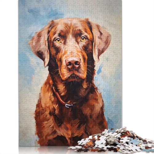 Schokoladenbrauner Labrador Retriever-Puzzle für Erwachsene, Premium-Puzzle aus 100% recyceltem Brett, schwierige Puzzles für Kinder ab 12 Jahren, 1500 Teile (85 x 57 cm) von ECXASD