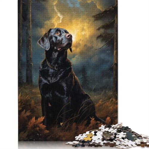 Schokoladenbrauner Labrador bei Nacht. Bunte, Coole Puzzles für Kinder ab 12 Jahren. 1000 Teile (75 x 50 cm) von ECXASD