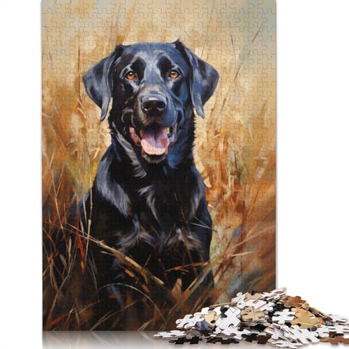 Schwarzer Labrador Retriever Puzzle, farbenfrohe und Coole Puzzles für Kinder ab 12 Jahren, 520 Teile (52 x 38 cm) von ECXASD