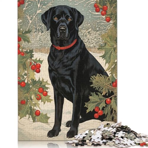 Schwarzer Labrador im Winter, Puzzle für Erwachsene ab 18 Jahren, Upe Lernspiele, Puzzle für Erwachsene und Kinder, 520 Teile (52 x 38 cm) von ECXASD