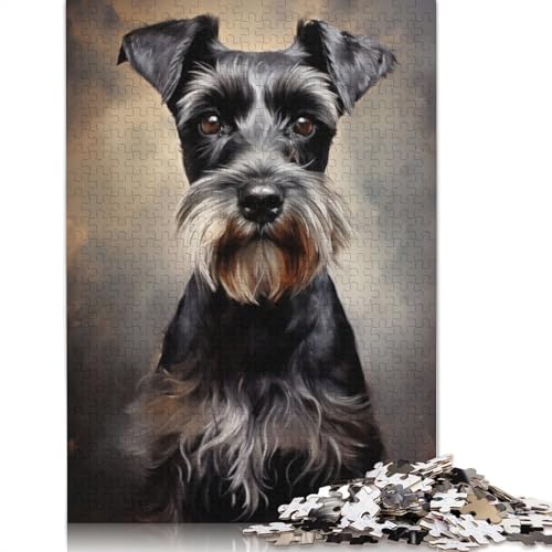 Schwarzes Zwergschnauzer-Porträt-Puzzle für Erwachsene. Anspruchsvolle und knifflige Puzzles für Erwachsene und Kinder. 1000 Teile (75 x 50 cm) von ECXASD