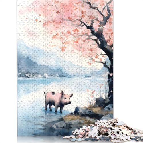 Schwein-Puzzle für Erwachsene, herausforderndes und kniffliges Puzzle für Frauen und Männer, 1000 Teile (75 x 50 cm) von ECXASD