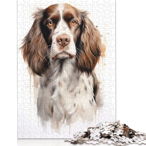 Springer Spaniel Portrait Puzzle für Erwachsene, Heimdekoration, ungewöhnliche Puzzles für Erwachsene für Jungen oder Mädchen, 1000 Teile (75 x 50 cm) von ECXASD
