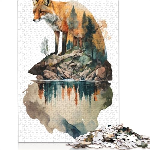 Tier-Fuchs-Puzzle für Erwachsene, Premium-Puzzle aus 100% recyceltem Brett, Problemlösungspuzzles für Erwachsene und Kinder, 1500 Teile (85 x 57 cm) von ECXASD