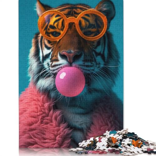 Tiger Bubblegum Puzzle für Erwachsene, kreative Spiele, Puzzle-Geschenk für Jungen oder Mädchen, 1000 Teile (75 x 50 cm) von ECXASD