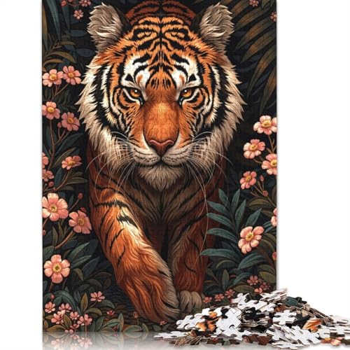 Tiger in Bloom Puzzle für Erwachsene, kreative Spiele, Puzzle-Geschenk für Jungen oder Mädchen, 1000 Teile (75 x 50 cm) von ECXASD