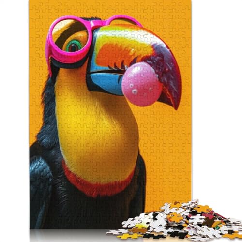 Toucan Bubblegum Puzzle für Erwachsene, Premium-Puzzle aus 100% recyceltem Brett, Problemlösungspuzzles für Erwachsene und Kinder, 1500 Teile (85 x 57 cm) von ECXASD