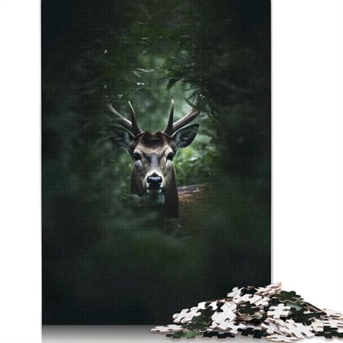 Trophäen-Puzzle für Erwachsene mit Hirschkopf, Premium-Puzzle aus 100% recyceltem Brett, Problemlösungspuzzles für Erwachsene und Kinder, 520 Teile (52 x 38 cm) von ECXASD