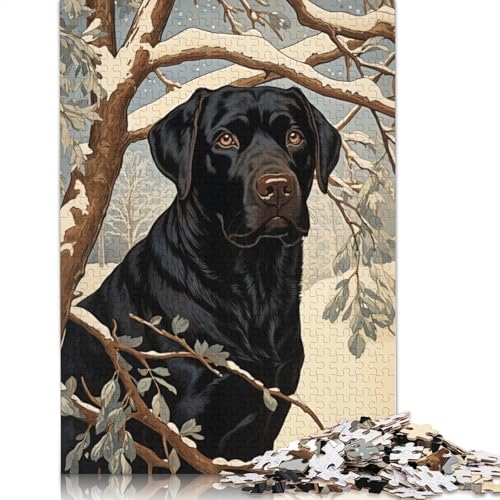 Vintage-Puzzle für Erwachsene mit schwarzem Labrador, Premium-Puzzle aus 100% recyceltem Brett, schwierige Puzzles für Kinder ab 12 Jahren, 1500 Teile (85 x 57 cm) von ECXASD