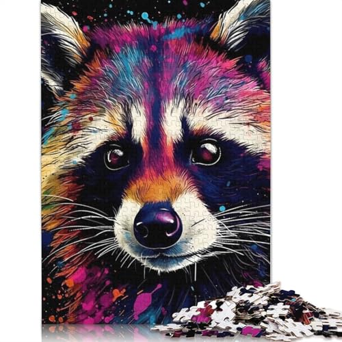Waschbär-Puzzle, farbenfroh, für Erwachsene, lustige Denksportaufgaben für Kinder ab 12 Jahren, 1000 Teile (75 x 50 cm) von ECXASD