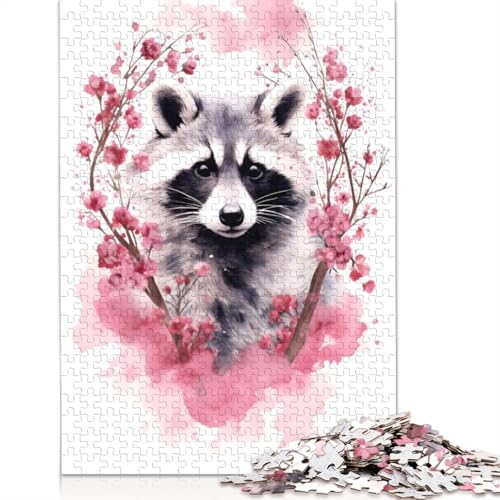 Waschbär-Puzzles für Erwachsene, rechteckiges Papppuzzle, Geschenke für Männer, Jungen oder Mädchen, 1000 Teile (75 x 50 cm) von ECXASD