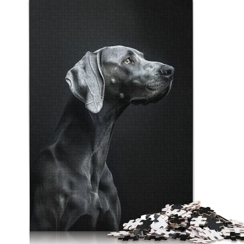 Weimaraner-Portrait-Puzzle für Erwachsene, 100% recycelte Holzplatte, Denkpuzzle für Erwachsene, für Jungen oder Mädchen, 1000 Teile (75 x 50 cm) von ECXASD