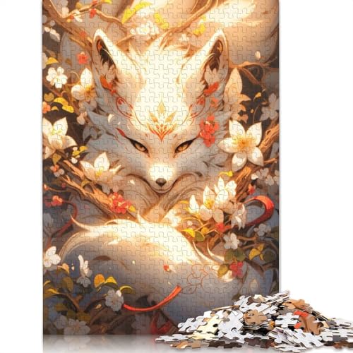 Weißer Fuchs in Blüte, Puzzle für Erwachsene, herausfordernd und knifflig, Puzzle für Männer für Erwachsene, für Jungen oder Mädchen, 1500 Teile (85 x 57 cm) von ECXASD