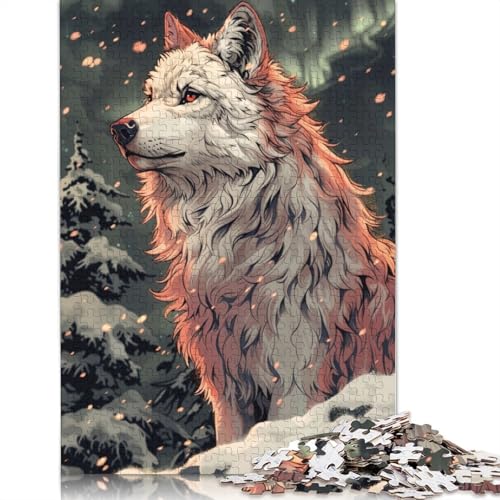 Weißer Wolf im verschneiten Wald, Puzzle für Erwachsene, 1500 Teile, anspruchsvolle Familienspiele, Denksportaufgaben für Kinder ab 12 Jahren, 1500 Teile (85 x 57 cm) von ECXASD