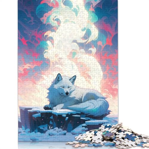 Weißer Wolf in Einer verträumten Landschaft, Puzzle, Denksportaufgaben für Erwachsene, Puzzle für Erwachsene und Kinder, 1000 Teile (75 x 50 cm) von ECXASD