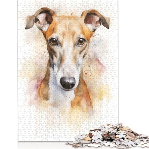 Windhund-Aquarell-Puzzles für Erwachsene, rechteckig, aus Pappe, schwierige Puzzles für Frauen und Männer, 1000 Teile (75 x 50 cm) von ECXASD