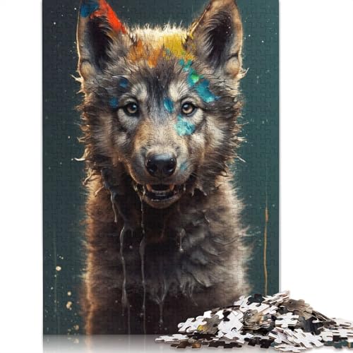 Wolf-Aquarellskizze, 520-teiliges Puzzle für Erwachsene, Lernspiel, Puzzlespiele für Erwachsene für Jungen oder Mädchen, 520 Teile (52 x 38 cm) von ECXASD