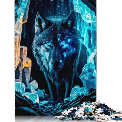 Wolf-Puzzle für Erwachsene, 100% recycelte Holzplatte, Denkpuzzle für Erwachsene, für Jungen oder Mädchen, 1000 Teile (75 x 50 cm) von ECXASD