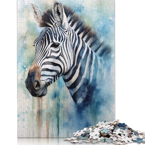 Zebra-Aquarell-Puzzle für Erwachsene, kreative Spiele, Puzzlespiele für Erwachsene für Jungen oder Mädchen, 1000 Teile (75 x 50 cm) von ECXASD