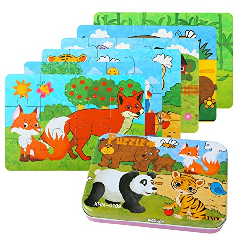 EDATOFLY 6 Stück Kinderpuzzle, Puzzle für Kinder Puzzle ab 3 Jahre Holzpuzzle Geeignet für Jungen und Mädchen (Panda) von EDATOFLY