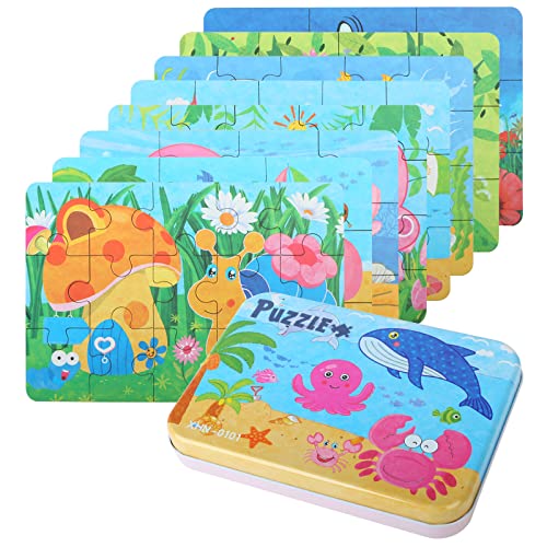 EDATOFLY 8 Stück Kinderpuzzle, Puzzle für Kinder Puzzle ab 3 Jahre Holzpuzzle Geeignet für Jungen und Mädchen (Fische + Insekten) von EDATOFLY