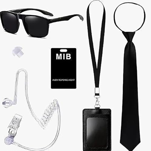 EDATOFLY Agent Kostüm Zubehör, Spion Kostüm Zubehör Security Kostüm Set Agent Accessories Set mit schwarzer Sonnenbrille Zip Krawatte Hörer ID Karte und Kartenhalter für Männer Frauen Kinder EDATOFLY Agent Kostüm Zubehör, Spion Kostüm Zubehör Security Kostüm Set Agent Accessories Set mit schwarzer Sonnenbrille Zip Krawatte Hörer ID Karte und Kartenhalter für Männer Frauen Kinder von EDATOFLY