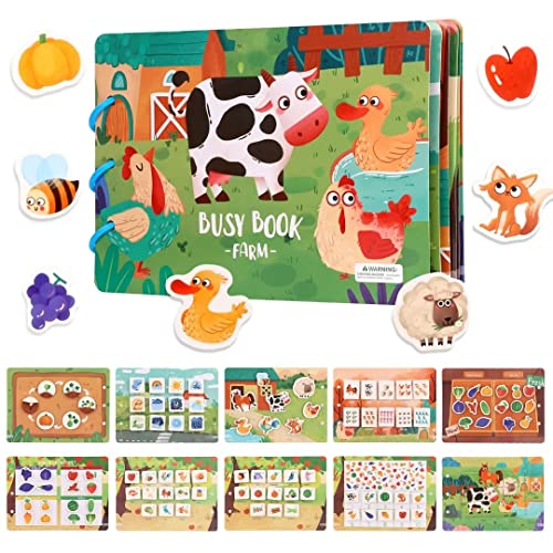 EDATOFLY Busy Books for Toddlers, Montessori Spielzeug ab 3 Jahre Busy Books 9 Themen Lernspielzeug Montessori Busy Book for Toddlers (Bauernhof) von EDATOFLY