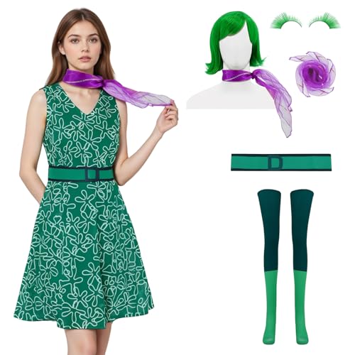 EDAUWAE Joy Kostüm für Damen, Inside-Ekel-Kostüm, Out-2, Cosplay-Kleid, Halloween, Gelb-Grün, Tanz, Laufen, Activewear, Kleid, Größe M EDAUWAE Joy Kostüm für Damen, Inside-Ekel-Kostüm, Out-2, Cosplay-Kleid, Halloween, Gelb-Grün, Tanz, Laufen, Activewear, Kleid, Größe M von EDAUWAE