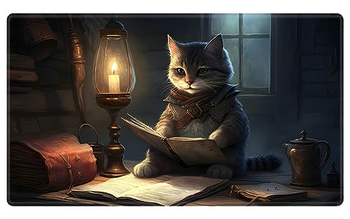 EDGFRTOIO Playmat Spielmatte, 61 x 35,6 cm, Tischmagie für MTG/TCG-Karten, Sammelkartenspiel, genähte Spielmatten, Commander-Deck, Gaming-Schreibtischmatte, Kartenspiel-Matten, Katze und Dungeons EDGFRTOIO Playmat Spielmatte, 61 x 35,6 cm, Tischmagie für MTG/TCG-Karten, Sammelkartenspiel, genähte Spielmatten, Commander-Deck, Gaming-Schreibtischmatte, Kartenspiel-Matten, Katze und Dungeons von EDGFRTOIO