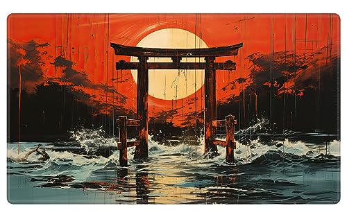 EDGFRTOIO Playmat Spielmatten für MTG/TCG-Karten, Commander-Deck-Gaming-Schreibtischmatte, japanisches Schreintor, Torii-Kunst (61 x 35,6 cm) von EDGFRTOIO