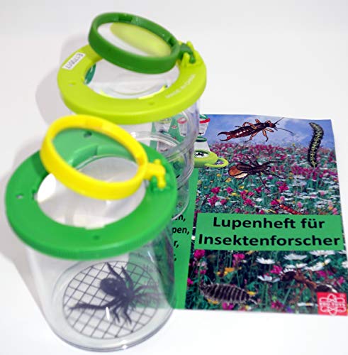 EDU-TOYS 2er Set Becherlupen mit Lupenheft, Faltbare Lupendose und Becherlupe 2fach 3,5fach von EDU-TOYS