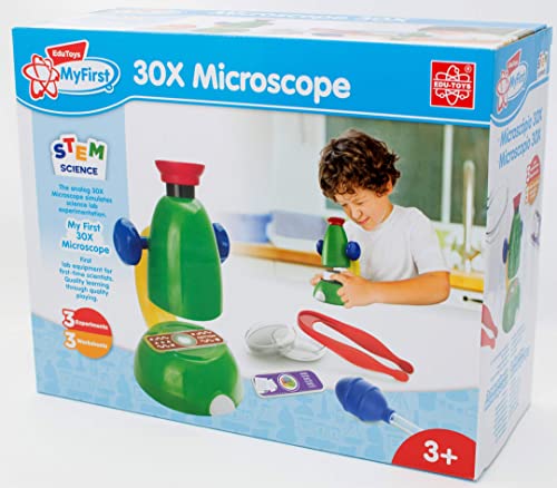 EDU-TOYS Mein erstes Mikroskop - 30x Mikroskop für Kleinkinder mit bebildertem Handbuch in Deutscher Sprache Kindermikroskop von EDU-TOYS