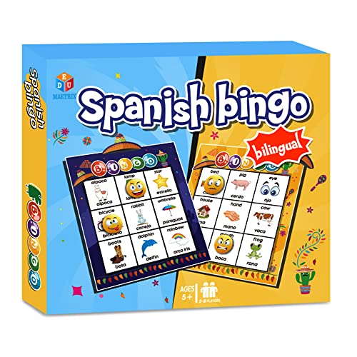 EDUMAETRIX Spanisches Englisch Zweisprachiges Bingo mit herausfordernden Karten, Wortschatz, Sprachenlernen, Lernspiele für Kinder ab 5 Jahren EDUMAETRIX Spanisches Englisch Zweisprachiges Bingo mit herausfordernden Karten, Wortschatz, Sprachenlernen, Lernspiele für Kinder ab 5 Jahren von EDUMAETRIX