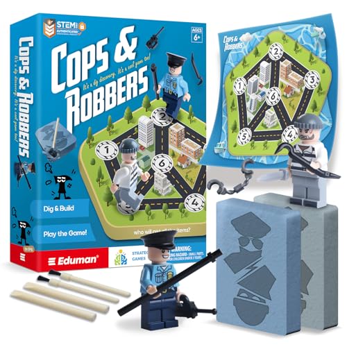 EDUMAN Polizei-und-Dieb-Ausgrabung für Kinder, Spannendes Spielzeug mit Ausgrabung und Puzzle-Elementen, Ab 6 Jahren, Spielzeug für Jungen und Mädchen EDUMAN Polizei-und-Dieb-Ausgrabung für Kinder, Spannendes Spielzeug mit Ausgrabung und Puzzle-Elementen, Ab 6 Jahren, Spielzeug für Jungen und Mädchen von EDUMAN