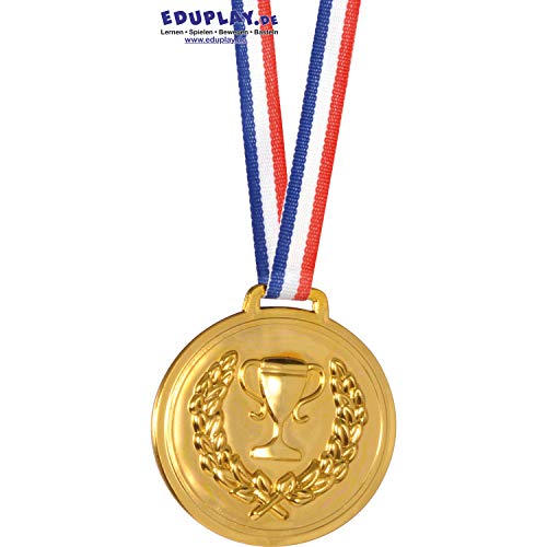 EDUPLAY 130274 Kunststoff-Medaille mit Sicherheitsverschluss zum Beschriften, Gold von EDUPLAY