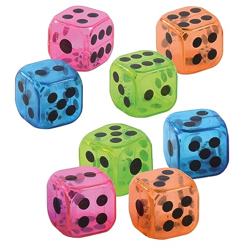EDUPLAY 130296 transparenter Würfel 2,7 cm mit Mini-Würfel innen, mit einem Wurf 2 Ergebnisse, Mehrfarbig, 12-teilig (1 Set) von EDUPLAY