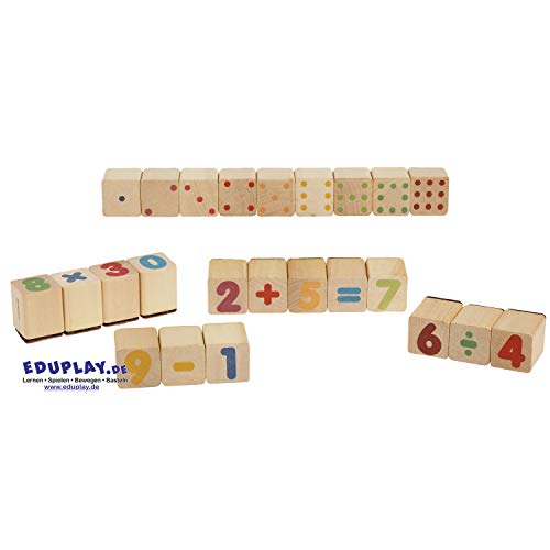 EDUPLAY 320032 Holzstempel Mathe, 3 x 3 x 4 cm, Mehrfarbig, 24-teilig (1 Set) von EDUPLAY