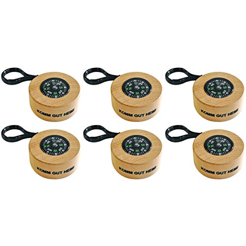 EDUPLAY 210066 Schlüsselanhänger Kompass, Holz, Ø 4,5, H 2 cm, Natur (6 Stück) von EDUPLAY