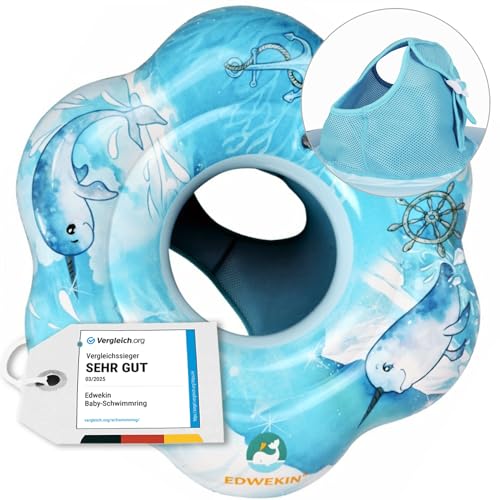 EDWEKIN® Baby Schwimmring, Schwimmhilfe Narwal, Schwimmsitz Kleinkinder, Baby Float, ab 6 Monate bis 3 Jahre von EDWEKIN