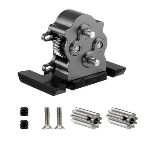 EEQANAO Aluminium Dual Transmission Dig Overdrive Getriebe mit for Delri-n Skid for 1/10 RC Crawler for LCG for Cheater for Ca-Pra SCX10 PRO Upgrade(Grey) von EEQANAO