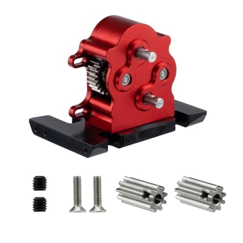 EEQANAO Aluminium Dual Transmission Dig Overdrive Getriebe mit for Delri-n Skid for 1/10 RC Crawler for LCG for Cheater for Ca-Pra SCX10 PRO Upgrade(Rood) von EEQANAO