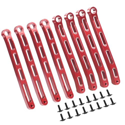 EEQANAO Neueste MN78 Metall Chassis Links Zugstange Spurstange Set for 1/12 MN78 MN-78 MN 78 RC Auto Upgrades Teile(Rood) von EEQANAO