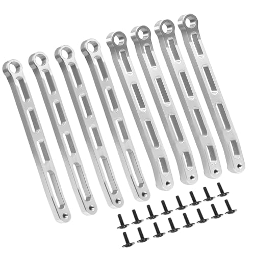 EEQANAO Neueste MN78 Metall Chassis Links Zugstange Spurstange Set for 1/12 MN78 MN-78 MN 78 RC Auto Upgrades Teile(Silver) von EEQANAO