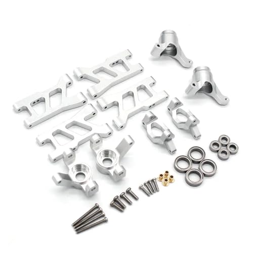 EEQANAO for HS 18301 18302 18311 18312 18321 18322 1/18 RC Fernbedienung Auto Metallteile Schwinge Lenkbecher Zubehör Fünf Stücke(Silver) von EEQANAO
